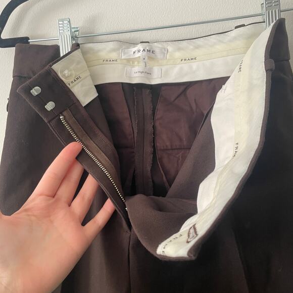 NWOT FRAME Le High Flare Trouser in Americano Chocolate Brown Sz 8 - Picture 11 of 14